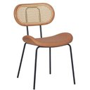 Ver imagem 2 de Kit 2 Cadeiras Toscana Fratini Aço Preto Encosto Madeira Tela Rattan Sintética Assento Pu Caramelo