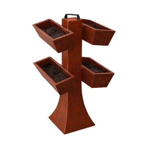 Kit 4 Vaso Planta Horta Grande Jardineira 50cm Floreira com Suporte Polietileno