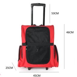 Mala Mochila Transporte Cão Gato Vermelha com Rodinha Viagem - 8