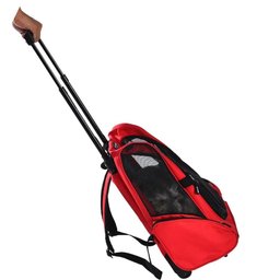 Mala Mochila Transporte Cão Gato Vermelha com Rodinha Viagem - 1