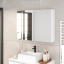 Ver imagem 1 de Armário Espelheira para Banheiro 80cm Aurora com 2 Portas de Espelho Branco