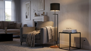Ver imagem 1 de Luminária Abajur de Chão Salone Decore Estilo Industrial Base Preto Cupula Preta