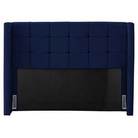 Cabeceira Cama Box Casal Queen Size Gioconda 160cm com Frame Veludo Azul Escuro - Desk Design