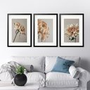 Ver imagem 1 de Kit 3 Quadros Grandes Flores Beges - 60x48cm:moldura Branca