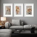 Ver imagem 2 de Kit 3 Quadros Grandes Flores Beges - 60x48cm:moldura Branca