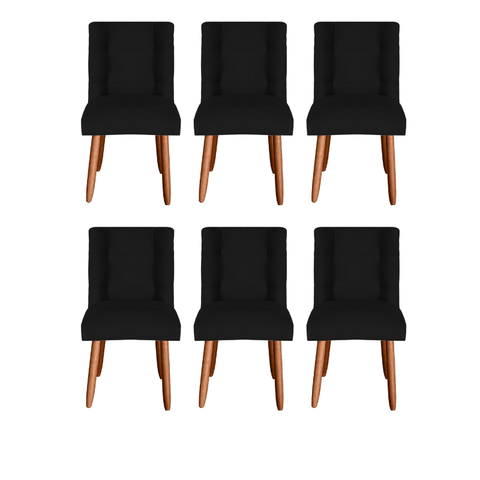Kit 6 Cadeiras Sala de Jantar Cozinha Estofada Paris Suede:preto