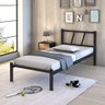Cama Solteiro Bruna 100% de Aço Estilo Industrial:Preto - 1