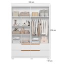 Ver imagem 2 de Guarda Roupa Solteiro Doble 04 Portas com Espelho e Cômoda Xangai Branco - Móveis Albatroz