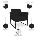 Ver imagem 5 de Sofá Namoradeira e 2 Poltronas Base Industrial Preto Ana Linho Preto - Ibiza