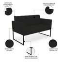 Ver imagem 3 de Sofá Namoradeira e 2 Poltronas Base Industrial Preto Ana Linho Preto - Ibiza