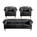 Ver imagem 1 de Conjunto Sofá Chesterfield 3 Lugares + 2 Poltronas Dom Pedro Preto