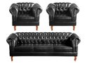 Ver imagem 1 de Conjunto Sofá Chesterfield 3 Lugares + 2 Poltronas Dom Pedro Preto