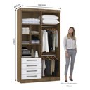 Ver imagem 3 de Guarda Roupa Modulado 134,50cm 4 Portas e 4 Gavetas Paris Luciane Móveis