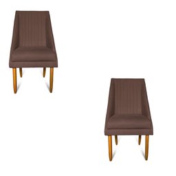 Kit 02 Cadeiras Para Sala De Jantar Ana Pés Palito Suede Marrom - D'Classe Decor - 1