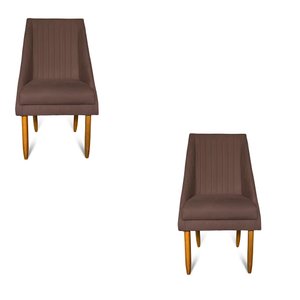 Kit 02 Cadeiras Para Sala De Jantar Ana Pés Palito Suede Marrom - D'Classe Decor