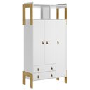 Ver imagem 2 de Berço Americano Mini Cama Q Encanto Slim e Guarda Roupa Fantasia Branco Acetinado com Colchão