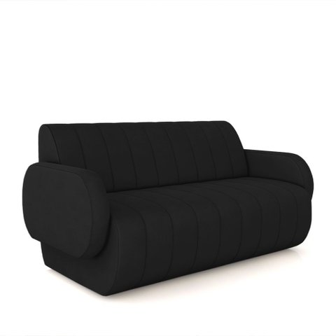 Sofá Decorativo Living Sala de Estar Bornéu 148cm Pés de Madeira Veludo Preto G33 - Gran Belo