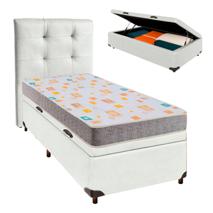 Kit Cabeceira + Cama Box Bau + Colchão Solteiro D20 D20 Inducol