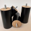 Ver imagem 2 de Kit 04 Pés Redondo de Madeira Tabaco S01 10 Cm Móveis Puff Poltrona - Inoviza