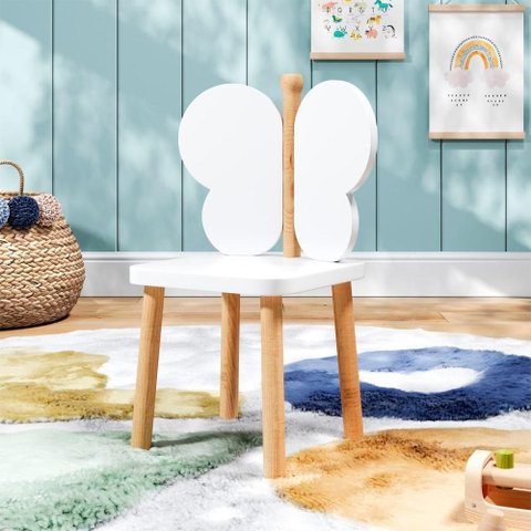 Cadeirinha Infantil de Madeira Coleção Hora de Brincar Natural Branco