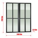 Ver imagem 2 de Porta Correr 4 Folhas Móv.210 x 240 Elite c/Fechadura Tetra V.Liso Preto Brimak