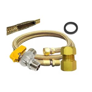 Kit Instalação Gás Encanado Flexível 1m Registro e Adaptador para Fogão de Piso, Forno e Cooktop