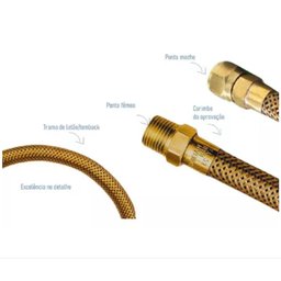 Kit Instalação Gás Encanado Flexível 1m Registro e Adaptador para Fogão de Piso, Forno e Cooktop - 2