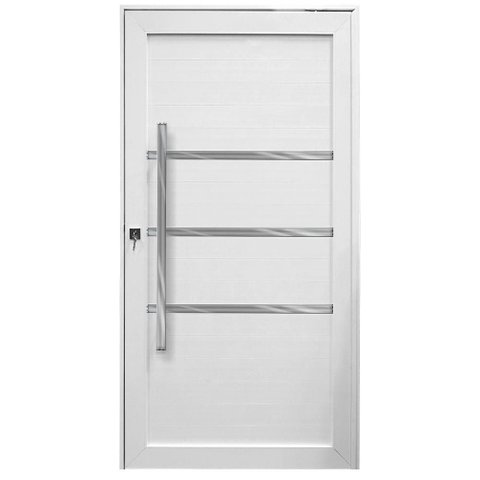 Porta Pivotante Alumínio Branco Lambril c/Friso Puxador 100cm Maxx - 230x100 - Direita