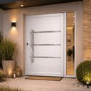 Ver imagem 2 de Porta Pivotante Alumínio Branco Lambril c/Friso Puxador 100cm Maxx - 230x100 - Direita