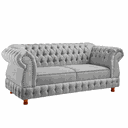 Ver imagem 1 de Sofá Chesterfield Moscatto 3 Lugares Via Encanto Linho Cinza Claro