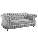 Ver imagem 1 de Sofá Chesterfield Moscatto 3 Lugares Via Encanto Linho Cinza Claro
