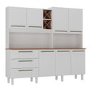Ver imagem 2 de Armário para Cozinha 7 Portas 3 Gavetas com Balcão e Porta Garrafas Ajax Branco