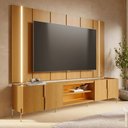 Ver imagem 1 de Rack para Sala com Painel para TV 75 pol com LED 243cm Novare C04 Naturale - Lyam Decor