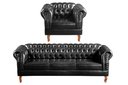 Ver imagem 1 de Conjunto Sofá Chesterfield 3 Lugares + 1 Poltrona Dom Pedro Preto