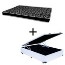 Ver imagem 1 de Cama Box Baú Casal 138 Tecido Sintético Branco com Colchão Hamburgo - 100% Espuma - D28 Preto