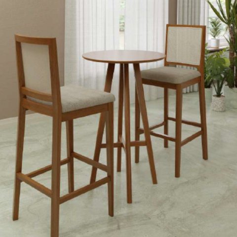 Kit Mesa Bistrô com 2 Banquetas Sila Marrom/Mel