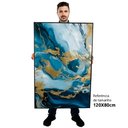 Ver imagem 2 de Kit Quadro Decorativo 3 Telas Canvas Mármore Azul em Ouro Tacolado Moldura Flutuante 4,5cm Madeira 8