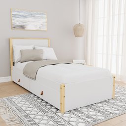 Cama Solteiro 2 Gavetas Íris CabeCasa MadeiraMadeira - 1