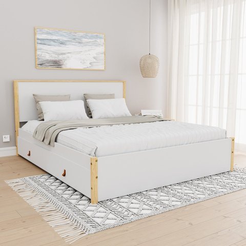 Cama Queen 4 Gavetas Íris CabeCasa MadeiraOriginals Branco/Marrom