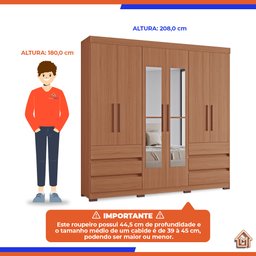 Guarda-roupas Panamá 100% Mdf Tuboarte 6 Portas 6 Gavetas e Espelho - 4