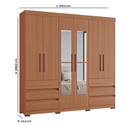 Guarda-roupas Panamá 100% Mdf Tuboarte 6 Portas 6 Gavetas e Espelho - 2
