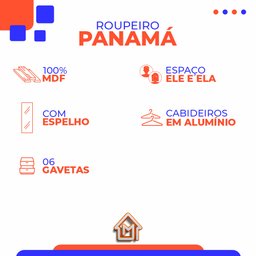 Guarda-roupas Panamá 100% Mdf Tuboarte 6 Portas 6 Gavetas e Espelho - 8