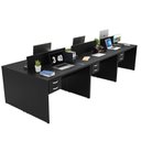 Ver imagem 4 de Estação de Trabalho 6 Lugares Mesa Escritório 140x60cm com Gaveteiro 2 Gavetas Flex - Preto
