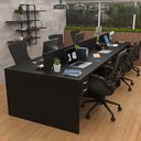 Ver imagem 5 de Estação de Trabalho 6 Lugares Mesa Escritório 140x60cm com Gaveteiro 2 Gavetas Flex - Preto