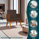 Ver imagem 3 de Poltrona Decorativa para Sala Recepção Escritório Consultório Lis Corino Peroba e Suede