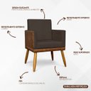 Ver imagem 5 de Poltrona Decorativa para Sala Recepção Escritório Consultório Lis Corino Peroba e Suede