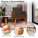 Ver imagem 2 de Poltrona Decorativa para Sala Recepção Escritório Consultório Lis Corino Peroba e Suede