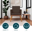 Ver imagem 4 de Poltrona Decorativa para Sala Recepção Escritório Consultório Lis Corino Peroba e Suede