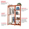 Estante Armário Multiuso Closet com Prateleira e Cabideiro em Madeira Arara Resistente - 3