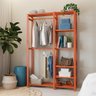 Estante Armário Multiuso Closet com Prateleira e Cabideiro em Madeira Arara Resistente - 2